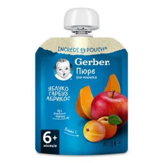 Пюре Gerber яблуко-гарбуз-абрикос, 90г