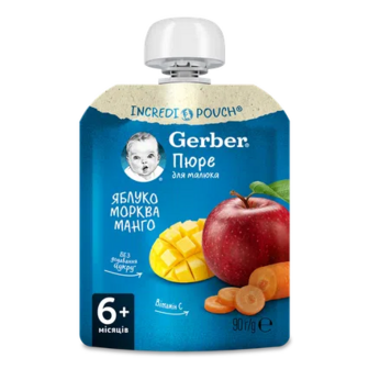 Пюре Gerber яблуко-морква-манго, 90г