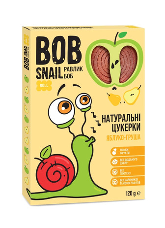 Натуральні яблучно-грушеві цукерки Bob Snail, 120 г