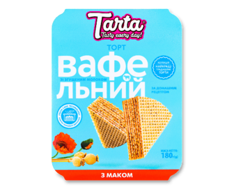 Торт Tarta «Вафельний» зі згущеним молоком та маком 180г