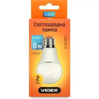 Лампа світлодіодна Videx A60e 8W E27 3000K 220V