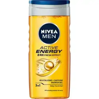 Гель для душу NIVEA Men Active Energy 3 в1 для тіла, обличчя, волосся 250 мл