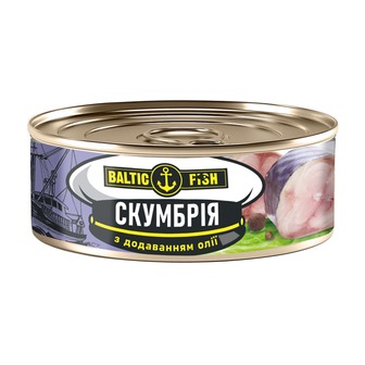 Скумбрія BALTIC FISH з додаваням олії з/б ключ 240г