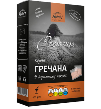 Крупа HOLM"S LIGHT FOOD Гречана ядриця першого гатунку у варильному пакеті 5*80г/400г