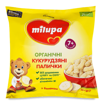 Палички кукурудзяні Milupa з бананом органічні 20г