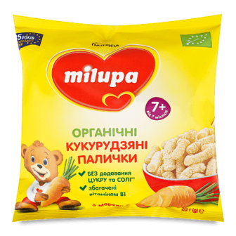 Палички кукурудзяні Milupa з морквою органічні 20г