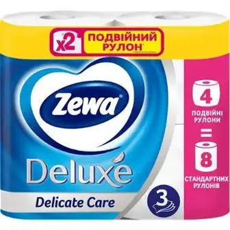 Папір туалетний Zewa Deluxe Былий 3-х шаровий 4 шт