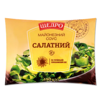 Соус «Щедро» «Салатний» майонезний 30% ф/п, 190г (190г)