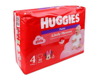 Підгузки-трусики для дівчаток Huggies Pants 4 (9-14 кг) 36шт