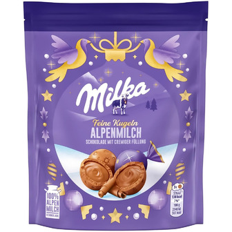 Шоколад молочний Milka у формі куль із начинкою з молочного шоколаду 90 г (7622202044120)