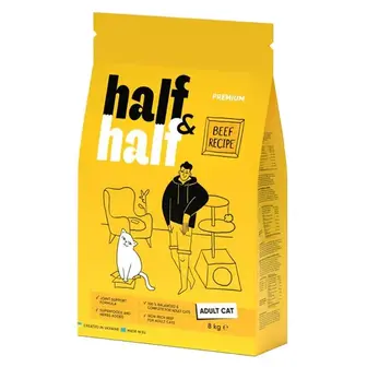 Сухий корм для котів Half&Half Adult 8 кг - яловичина