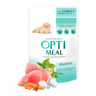 Корм Optimeal Puppy Індичка та морква в соусі 100г