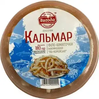 Кальмар філе-шматочки Вигода в маринаді по-корейськи 180 г