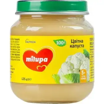 Пюре Milupa для дітей від 4 місяців цвітна капуста 125 г 
