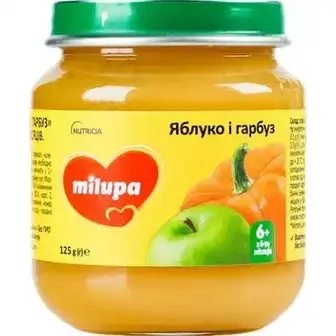 Пюре Milupa для дітей від 6 місяців яблуко і гарбуз 125 г 