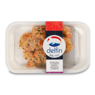 Креветки Delfin із часником варено-морожені очищені (150г)