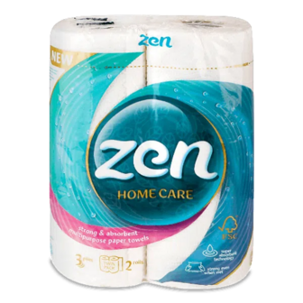 Рушник паперовий Zen Home Care 3-шаровий 50 аркушів (2шт)