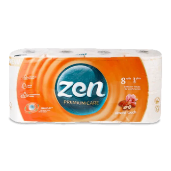 Папір туалетний Zen Premium Care Almond Touch 3-шаровий