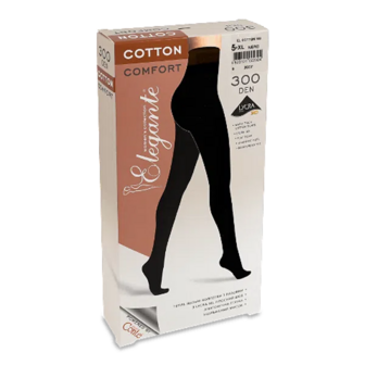 Колготки жіночі Elegante Cotton Comfort 300 den nero р.5