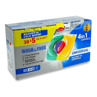 Капсули для прання Wash&Free 4in1 Universal (35*21г)