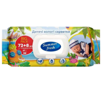 Серветки Summer Fresh ромашка вологі д/дітей 80 шт