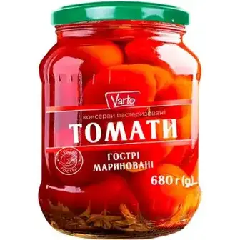 Томати Varto мариновані гострі 680 г