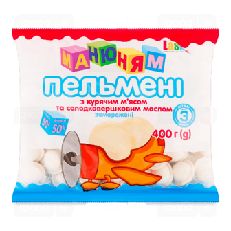 Пельмені Laska «Ма-ню-ням» з м'ясом курки та вершковим маслом