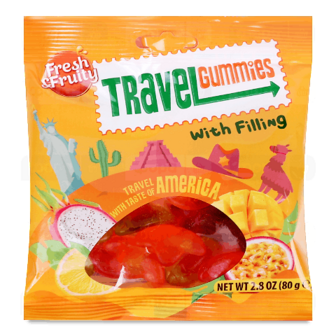 Цукерки Wawel Travel Gummies America з фруктовим смаком (80г)