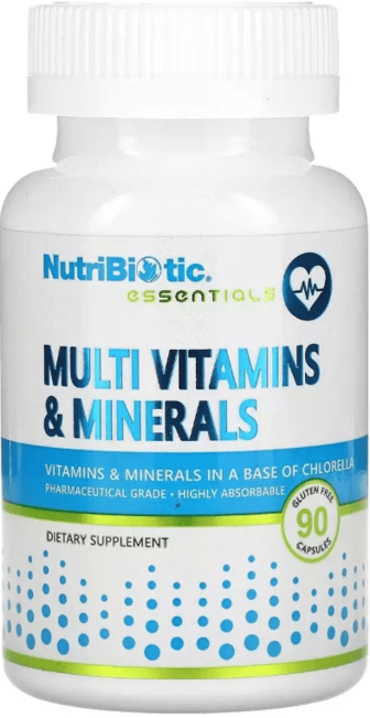 Мультивітаміни та мінерали, Essentials, Multi Vitamins & Minerals, NutriBiotic, 90 капсул