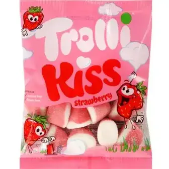 Цукерки Trolli Kiss Полуниця желейні 100 г