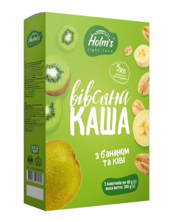 Каша HOLM"S LIGHT FOOD Вівсяна з Бананом та Ківі швидкого приготування 5*40г/200г