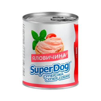 Паштет консервований для всіх порід 800г. SuperDog з яловичиною