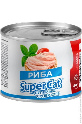 Паштет консервований 200 г для дорослих кішок. SuperCat з рибою