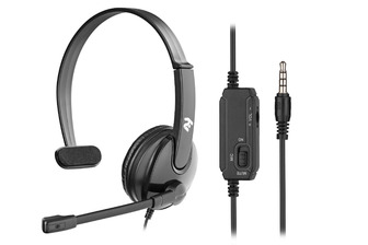 Моно гарнітура 2E CH12 On-ear PC mini-jack omni-mic 1.2м пластикшкіра чорний