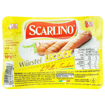 Сосиски из мяса курицы и индейки Scarlino, 100 г