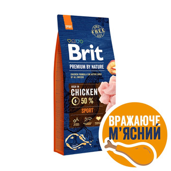 Сухий корм Brit Premium Dog Sport для собак з високими енерговитратами з куркою 15 кг (8595602526673)