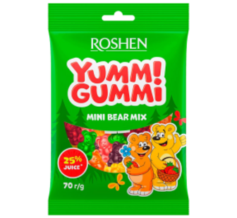 Цукерки Roshen Yummi Gummi Mini Bear Mix 70г