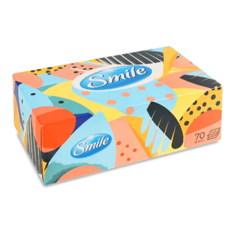 Серветки косметичні Smile 3-шарові, пенал (70шт)