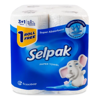 Рушники паперові Selpak Super Absorbent 3-шарові 3+1