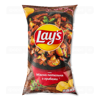 Чипси Lay's смак м'ясна пательня з грибами