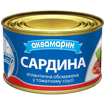 Сардина Аквамарин обжаренная в томатном соусе, 230 г