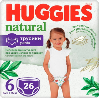 Підгузки-трусики Huggies Natural 6 (15-25 кг) 26 шт