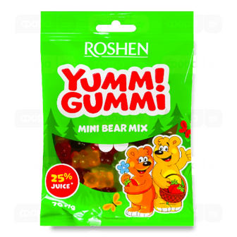 Цукерки Roshen Yummi Gummi Mini Bear Mix желейні