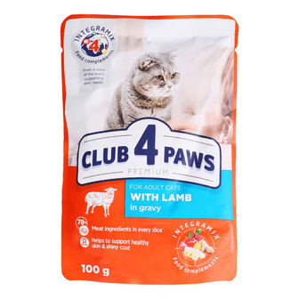 Корм Club 4 Paws д/котів Преміум з ягням в соусі 100г