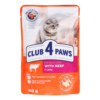 Корм Club 4 Paws д/котів Преміум з яловичиною в желе 100г