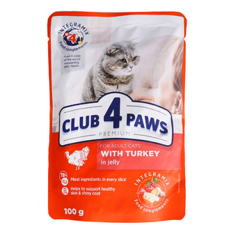 Корм Club 4 Paws д/котів Преміум з індичкою в желе 100г