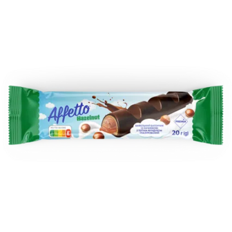 Батончик PREMIA Affetto вафельний з начинкою з тертим фундуком, 20г (20г)