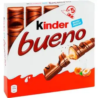 Вафлі Kinder Bueno із молочно-горіховою начинкою покриті молочним шоколадом 107.5 г