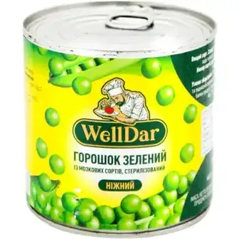 Горошок WellDar зелений консервований 425 мл