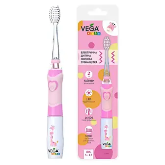 Електрична зубна щітка дитяча Vega Kids VK-400P Light up рожева